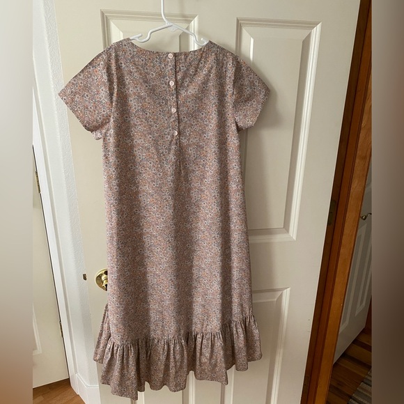 Tan Cream Blouse with Mandarin Collar and Long Sleeves - Picture 3 of 6